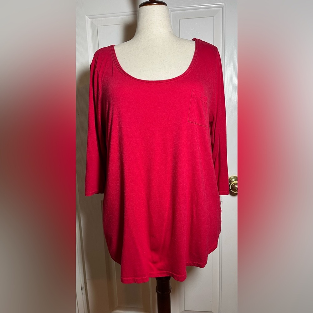 Lane Bryant Women’s Vibrant Red Three Quarter Inch Sleeve Tee